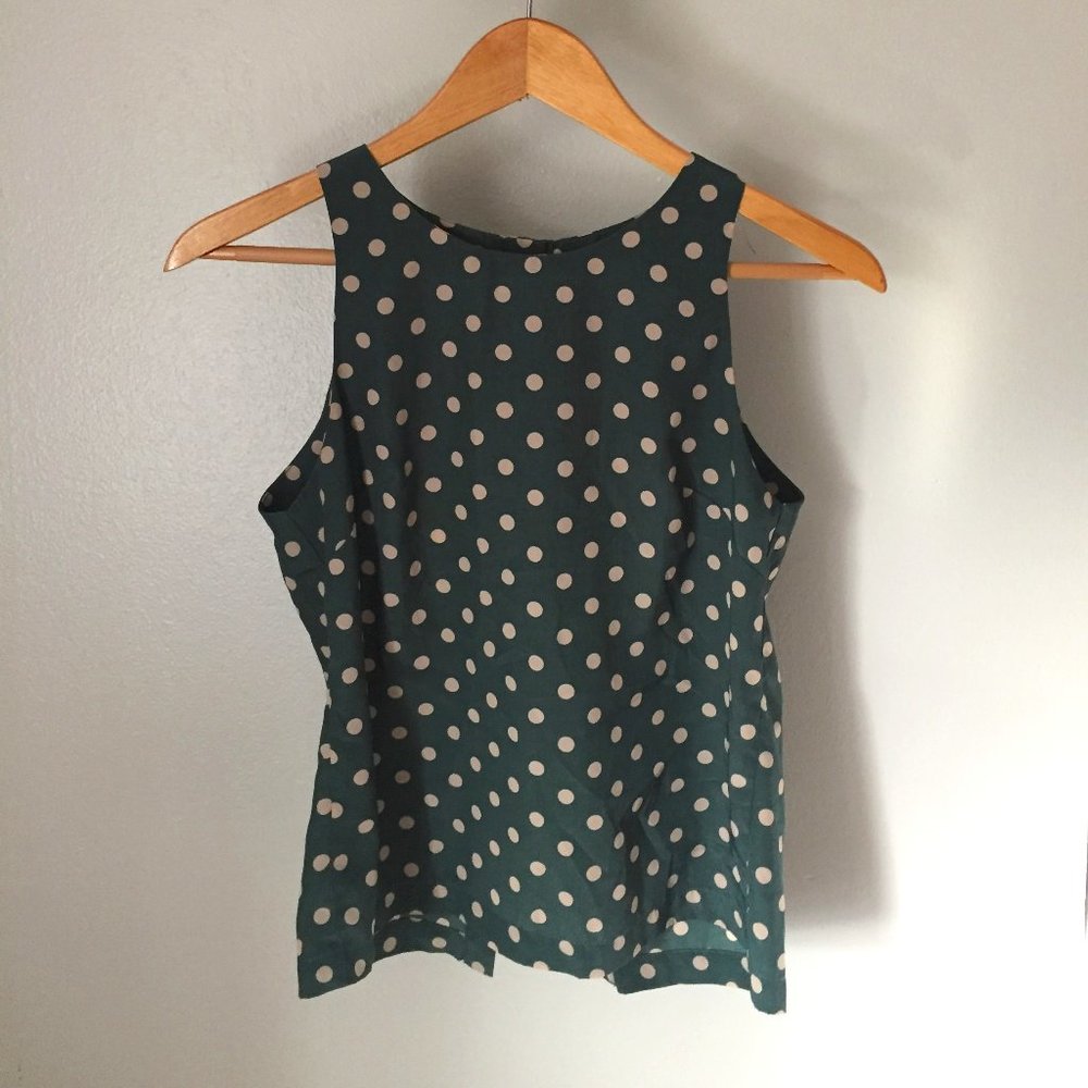 Vintage Teal Polka Dot Blouse